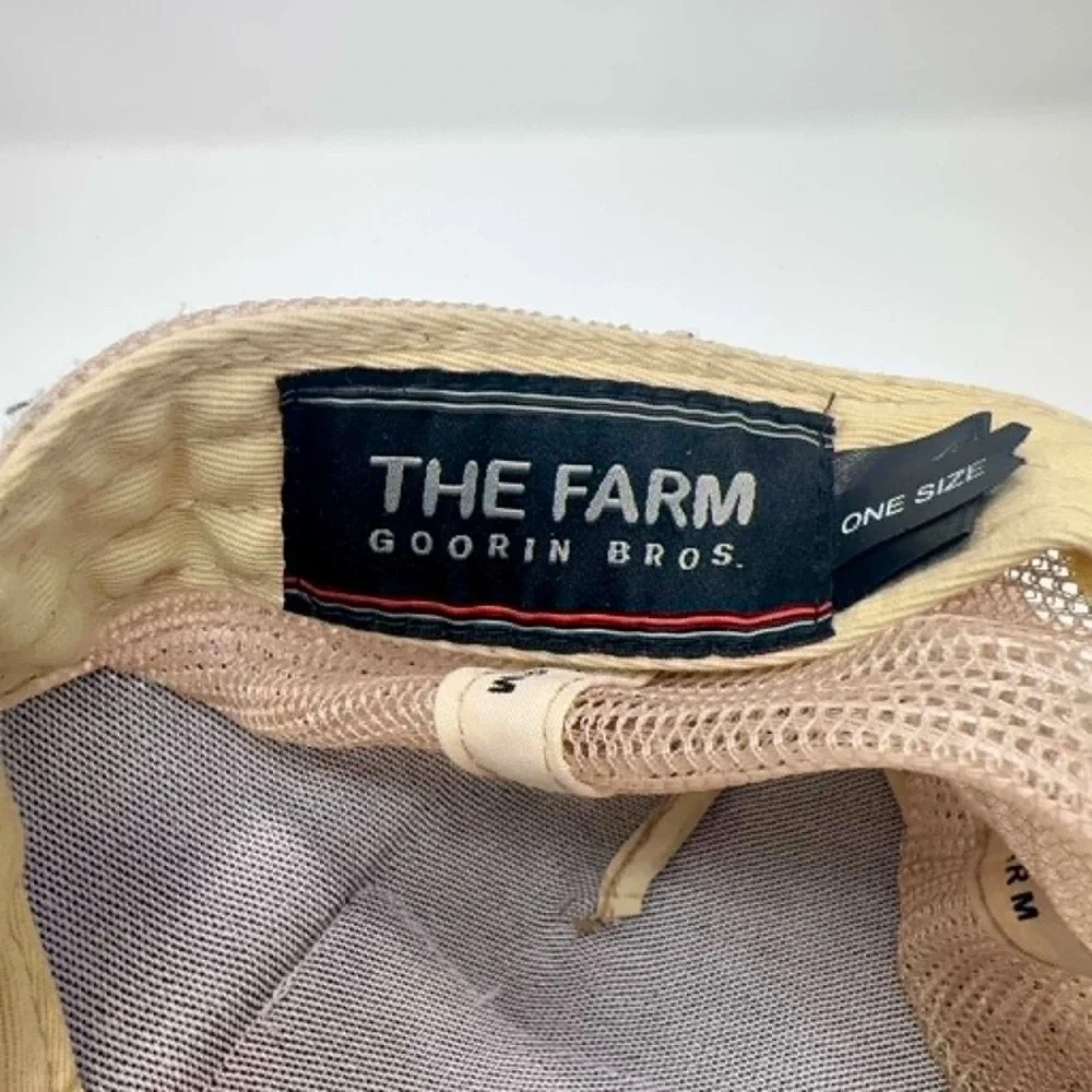 Goorin‎ Bros The Farm GOAT Trucker Hat Navy Blue Beige Mesh Denim Snapback Cap